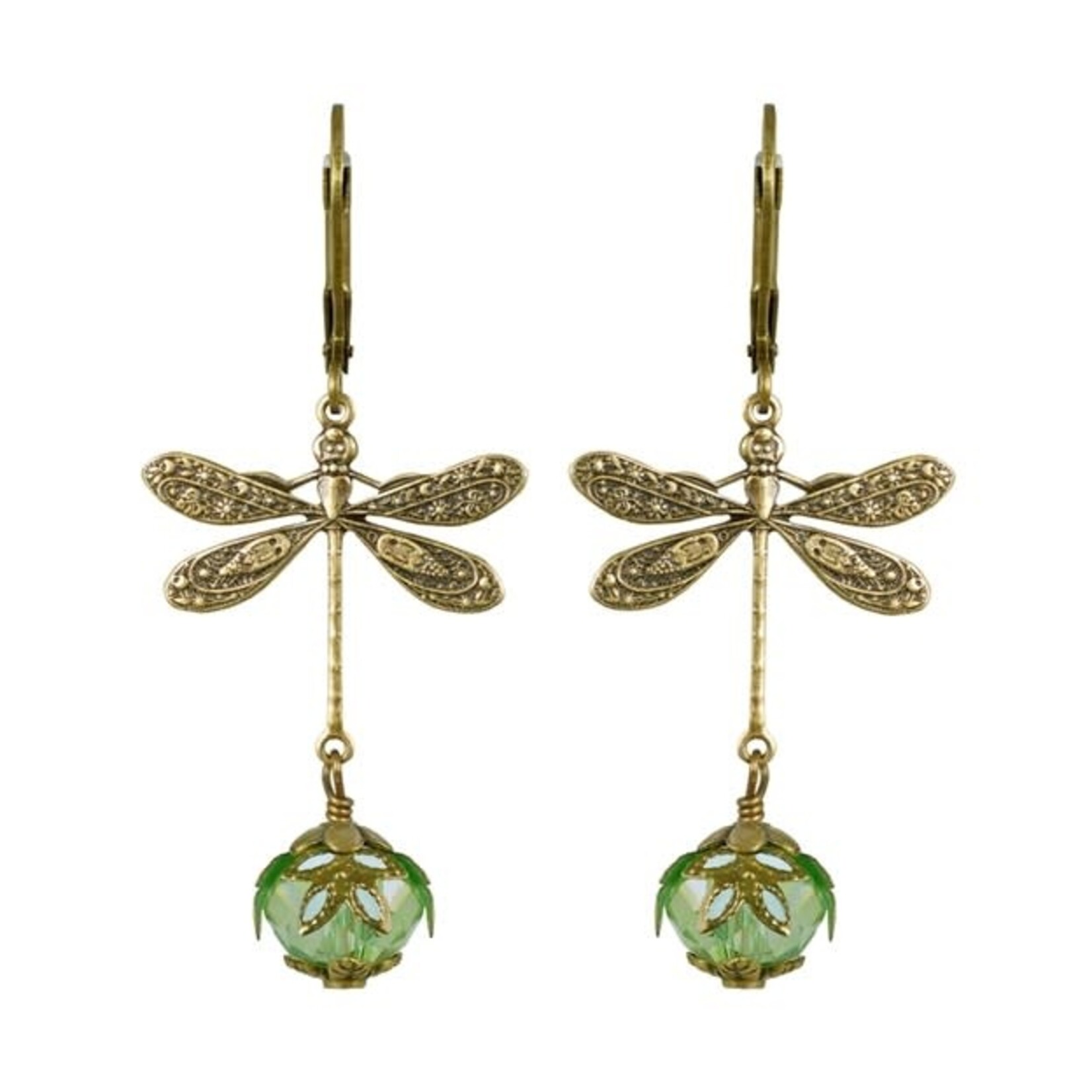 NoMonet Fairyland Dragonfly Daze Earrings in Gold & Green