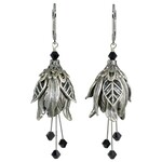 NoMonet Flower Fairy Calm Tulip Earrings in Black & Silver