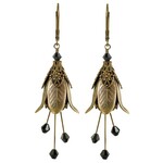 NoMonet Flower Fairy Mystic Lily Flower Earrings w/ Crystals in Gold & Black