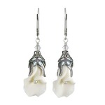 NoMonet Fairyland Peaceful Floral Earrings in Silver Cream & Mint