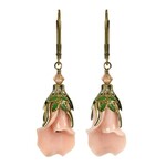 NoMonet Fairyland Peaceful Floral Earrings in Gold Pink & Green