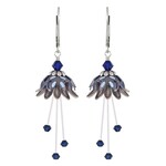 NoMonet Flower Fairy Light Daisy Flower Earrings in Silver/Navy/Light Blue