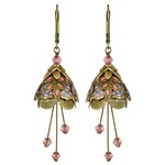 NoMonet Flower Fairy Art Deco Earrings w/Crystals in Gold/Lavender/Pink