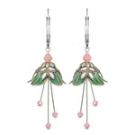 NoMonet Flower Fairy Delicate Flower Earrings w/Crystals in Silver/Green/Pink
