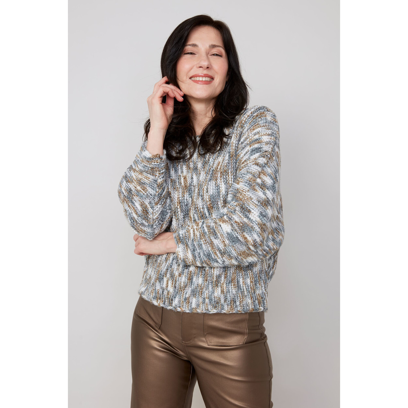 Knit Sweater in Tan Combo