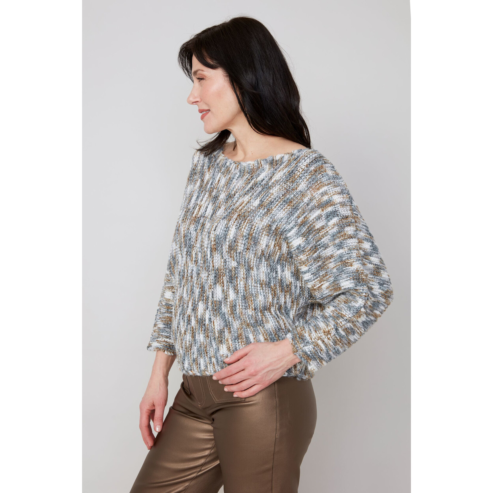 Knit Sweater in Tan Combo