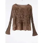 Ellyndale Pleated 3-D Flower Top in Beige One Size