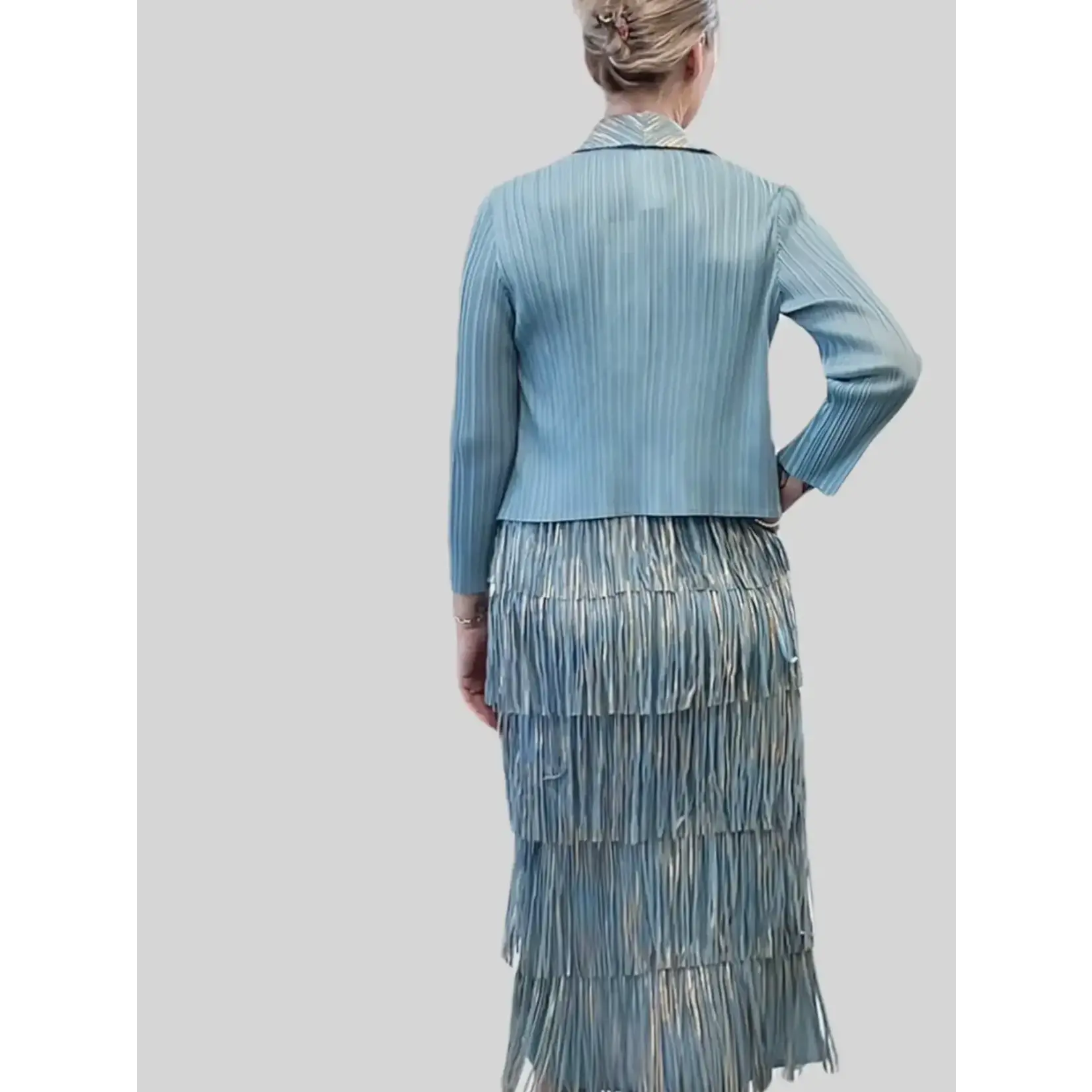 Ellyndale Pleating w/Fringe Dress in Blue One Size