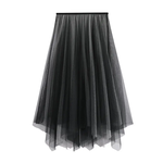 Irregular Pleated Mesh Skirt in Black/Gray