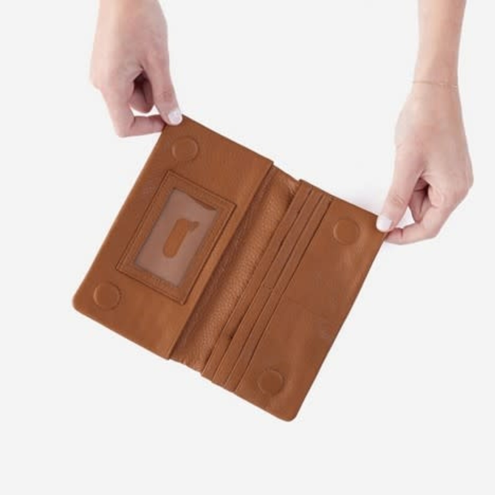 HOBO Lumen Pebbled Leather Continental Wallet in Warm Honey