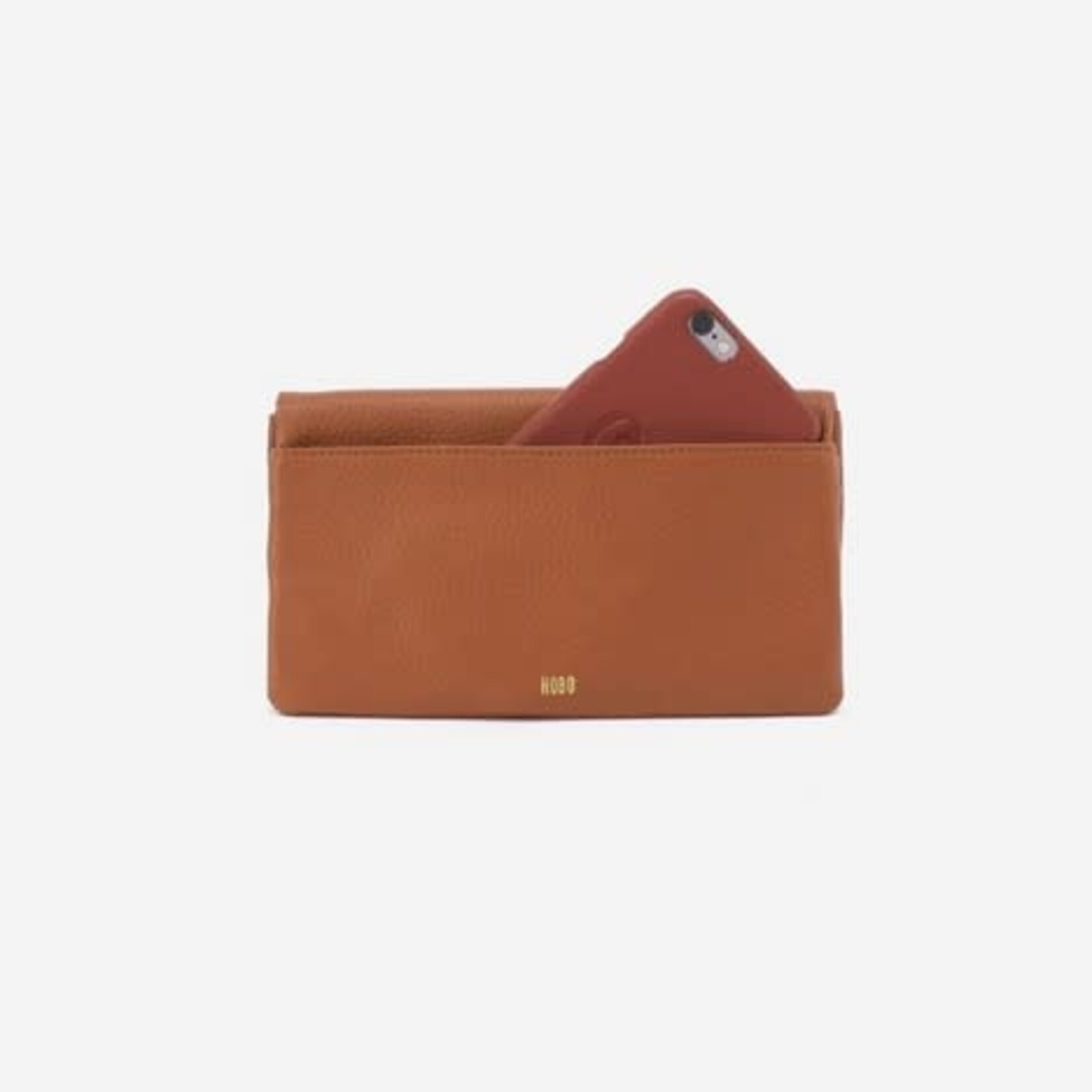 HOBO Lumen Pebbled Leather Continental Wallet in Warm Honey