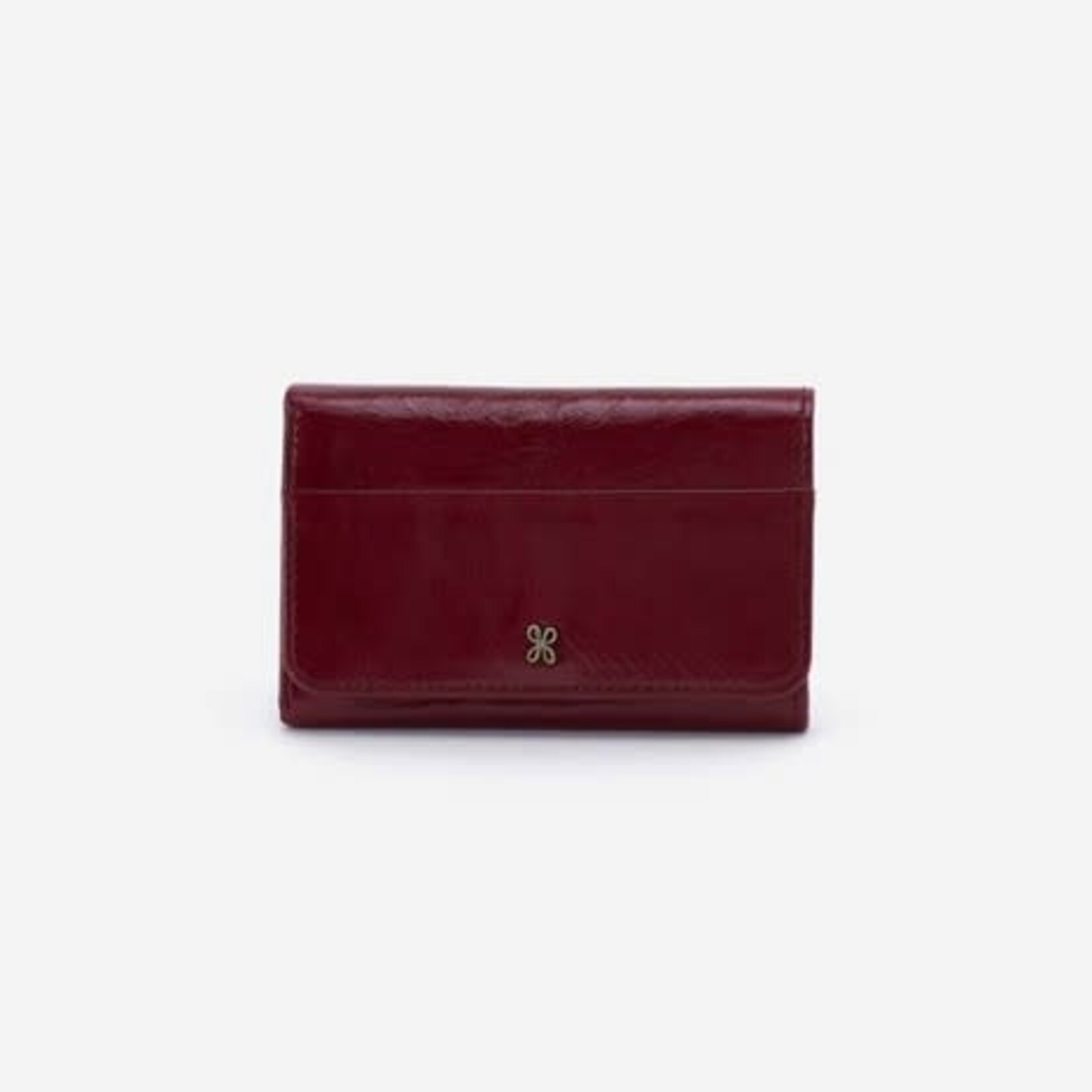HOBO Jill Trifold Polished Leather Wallet in Saddleberry