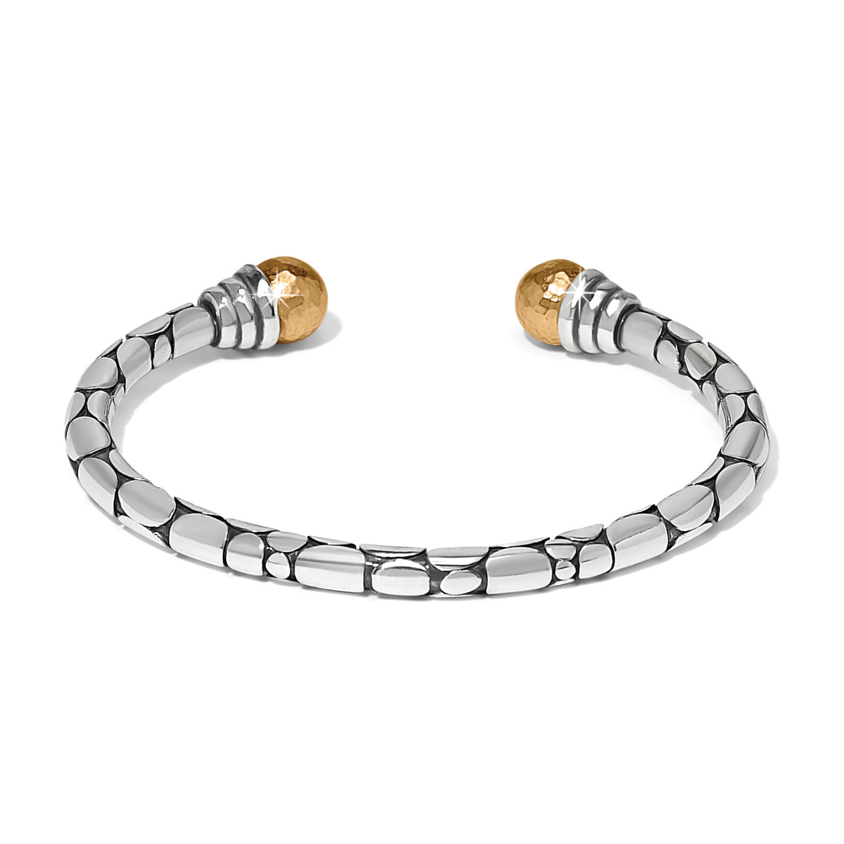 Brighton Pebble Link Two Tone Open Flex Cuff Bracelet