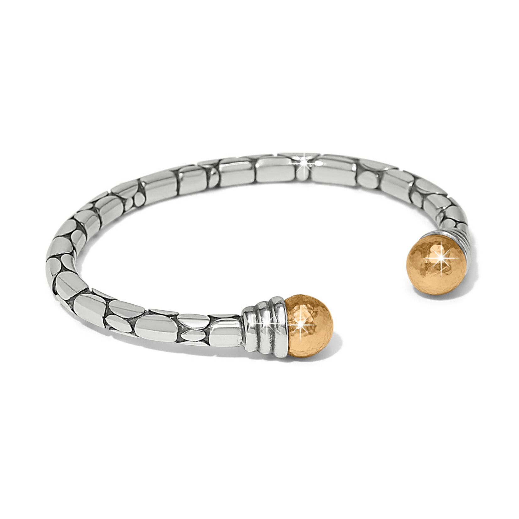 Brighton Pebble Link Two Tone Open Flex Cuff Bracelet
