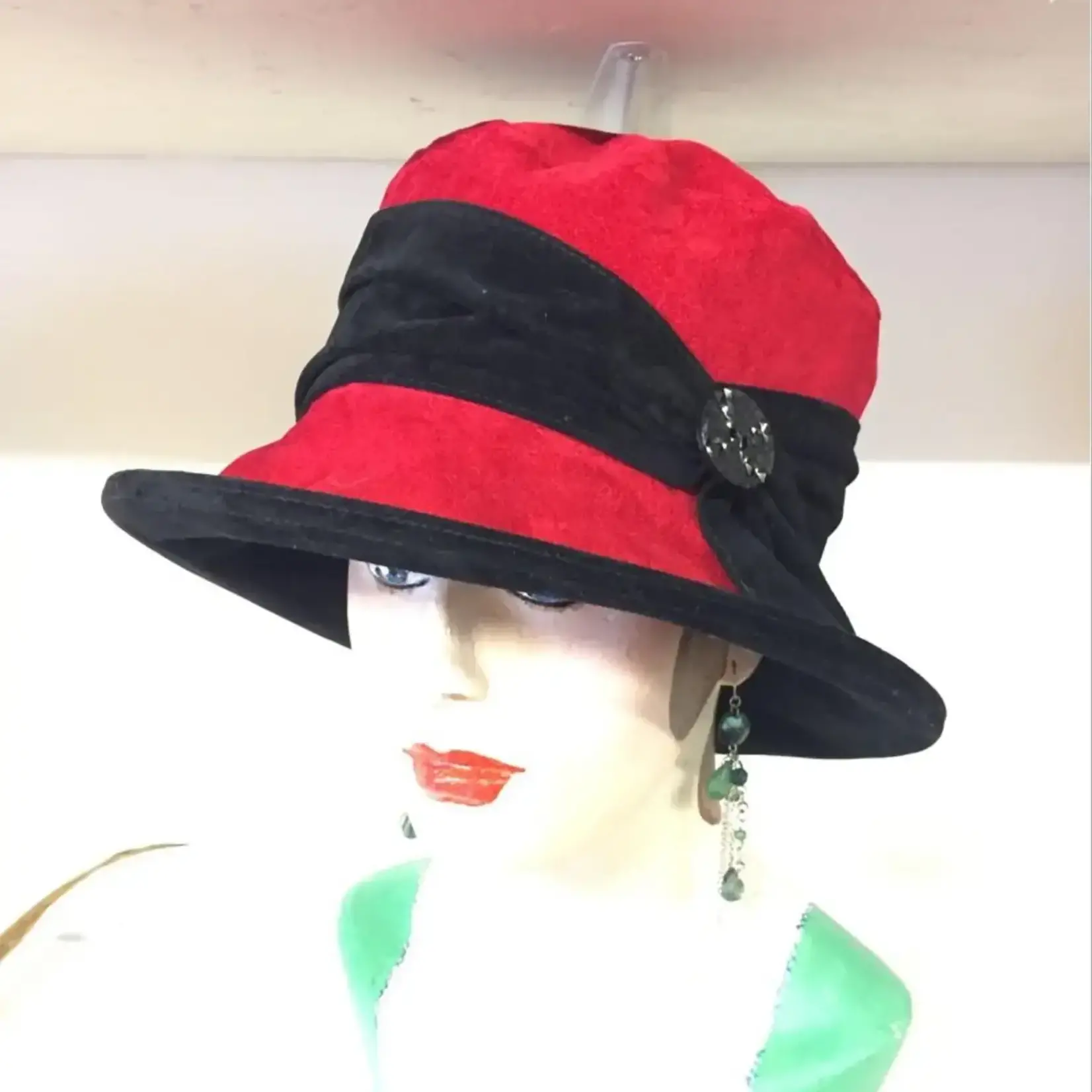 Peak & Brim Hats Kitty Red Small Brimmed Ladies Cloche Style Hat