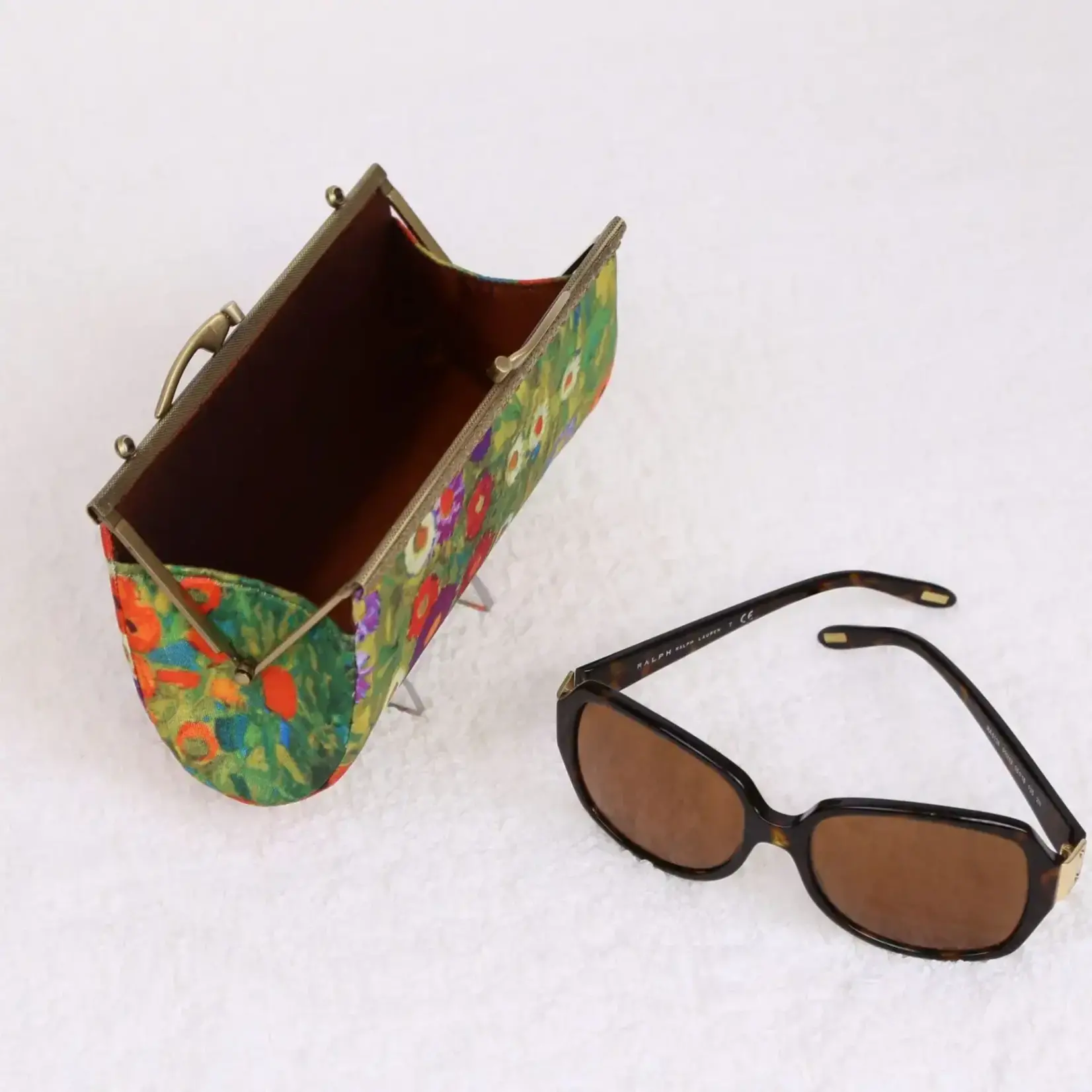 Cathayana Brocade Artist Eyeglass Case w/Handsewn Kiss Clasp Closure Klimt Flwr