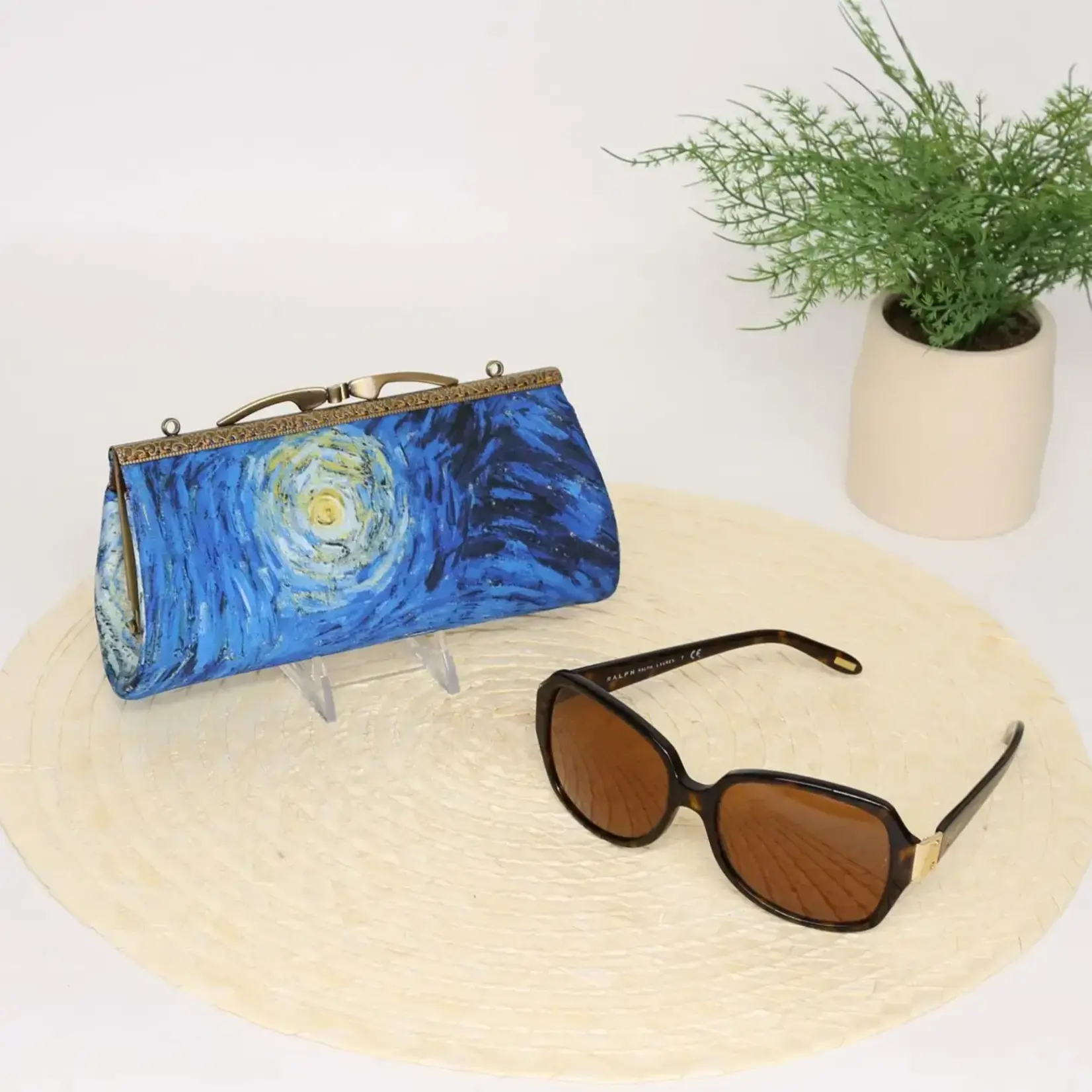 Cathayana Brocade Artist Eyeglass Case w/Handsewn Kiss Clasp Closure Starry Night