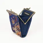 Cathayana Brocade Small Floral Pattern Card Holder w/ RFID in Dark Blue