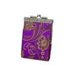Cathayana Peony Floral Brocade Card Holder with Rfid Protection In Purple