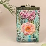 Cathayana Digital Embroidery Floral Print Rfid Blocking Card Holder
