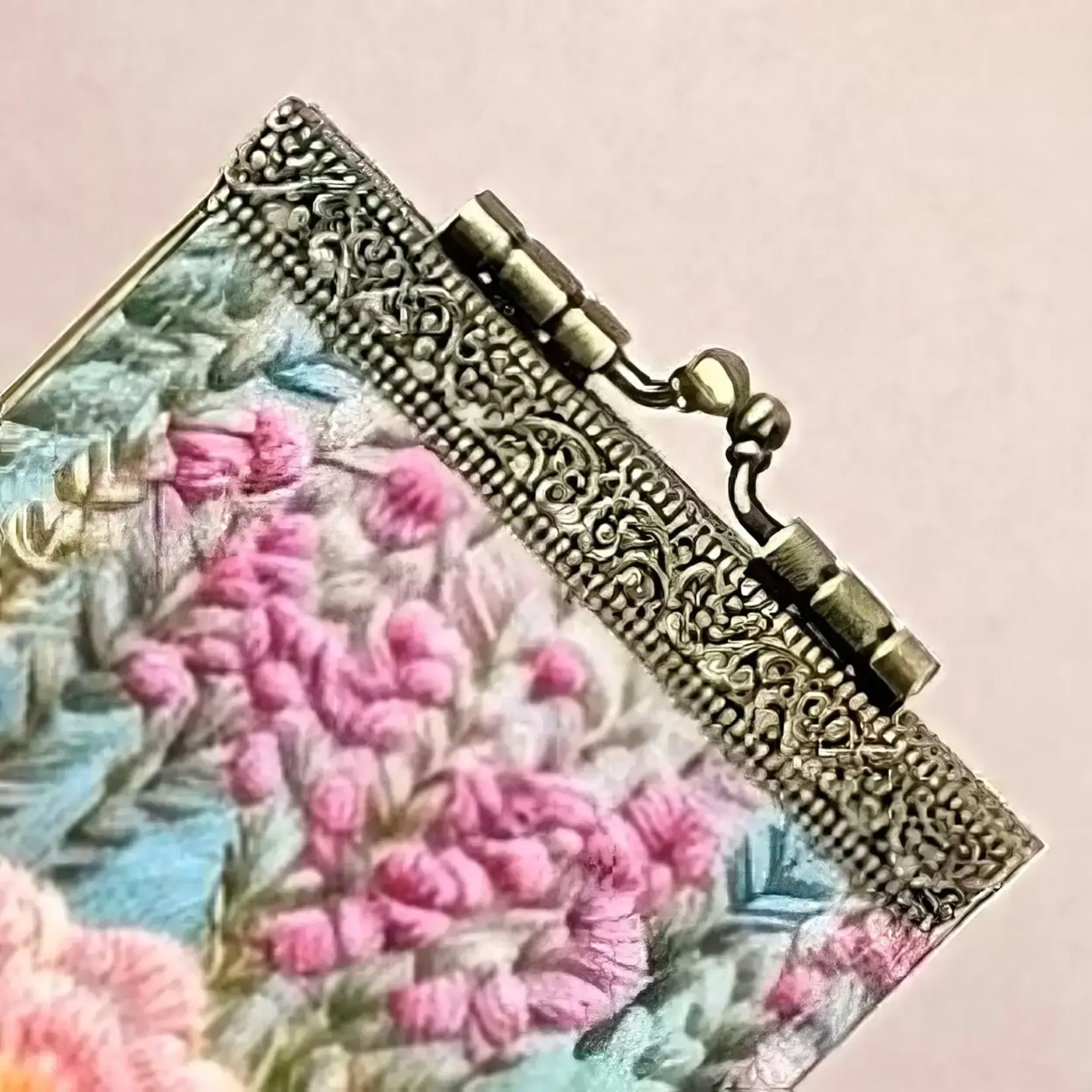 Cathayana Digital Embroidery Floral Print Rfid Blocking Card Holder