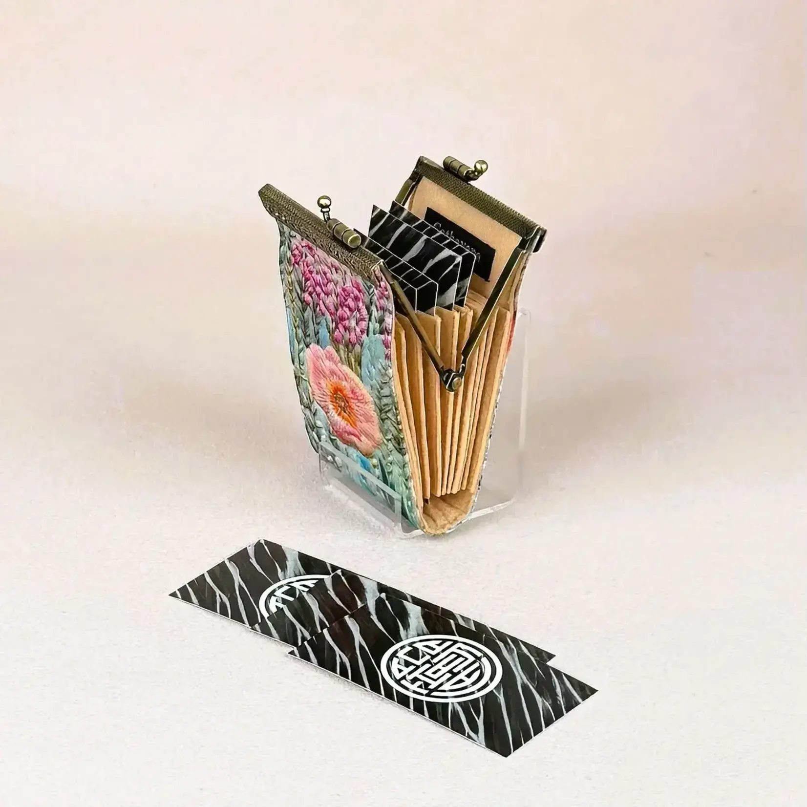 Cathayana Digital Embroidery Floral Print Rfid Blocking Card Holder