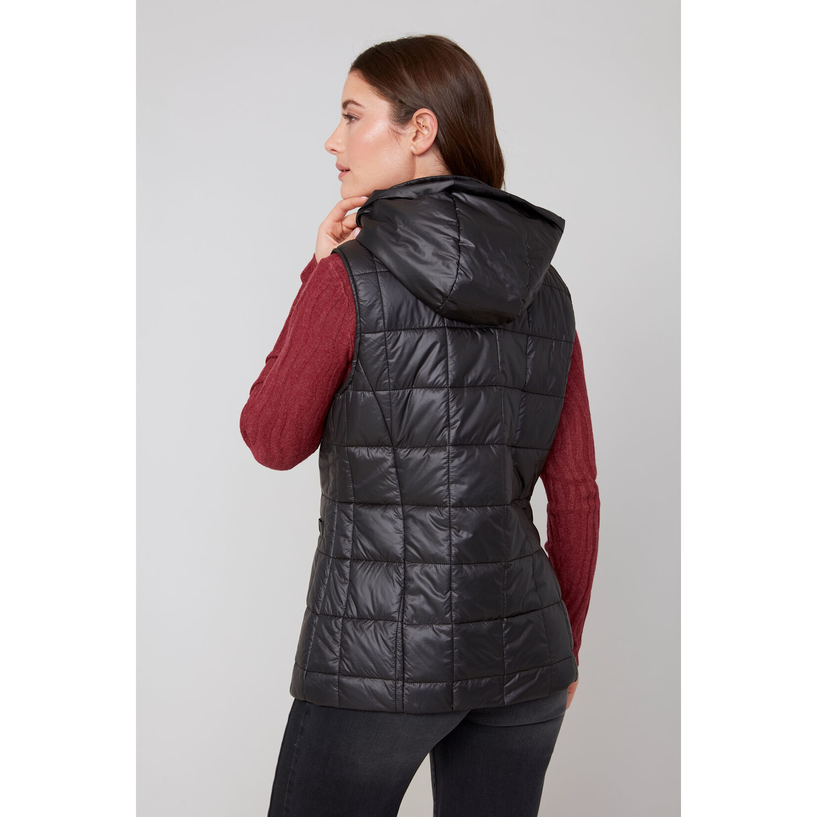 Puffy Vest w/Removable Hood in Black