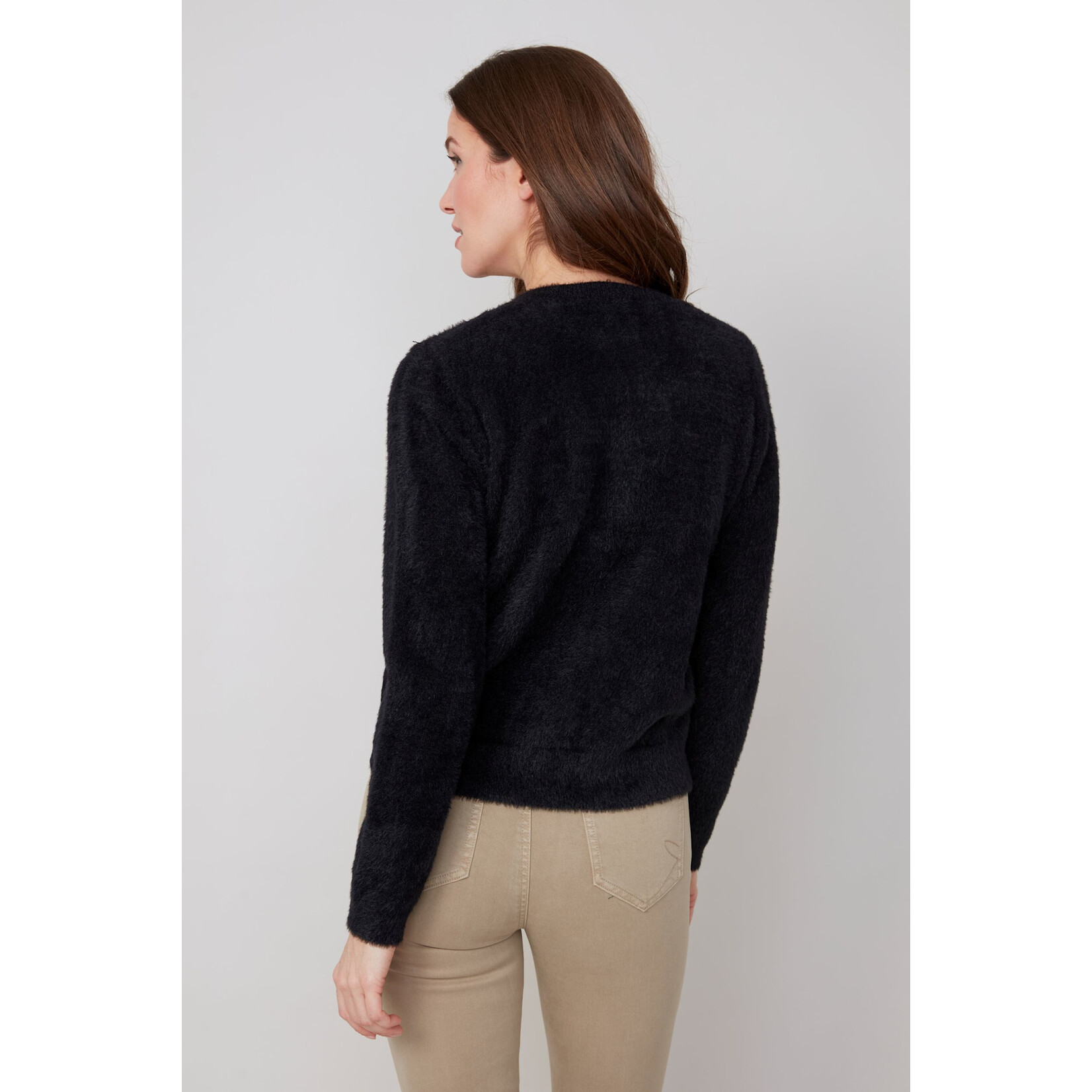 Soft Cozy Crew Knit Sweater in Black