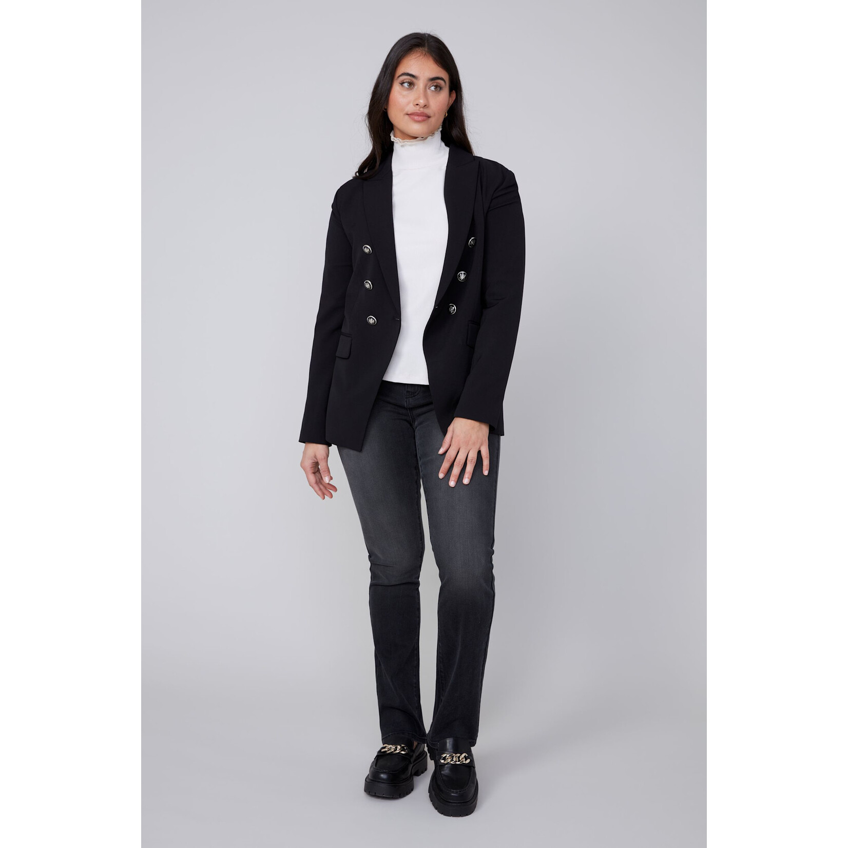 Woven Jacket w/ Removable Hoodie in Black/Grey