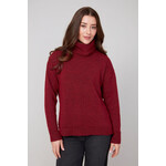 Ribbed Knit Cowl Sweater In Heather Porto