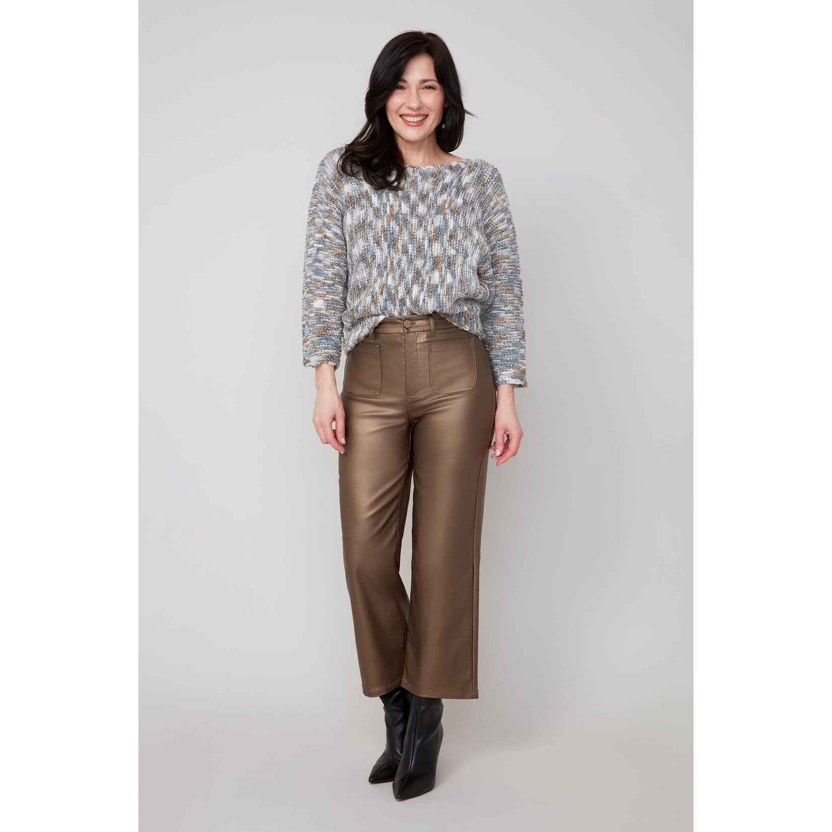 Woven Ankle Pant in Copper Metallic