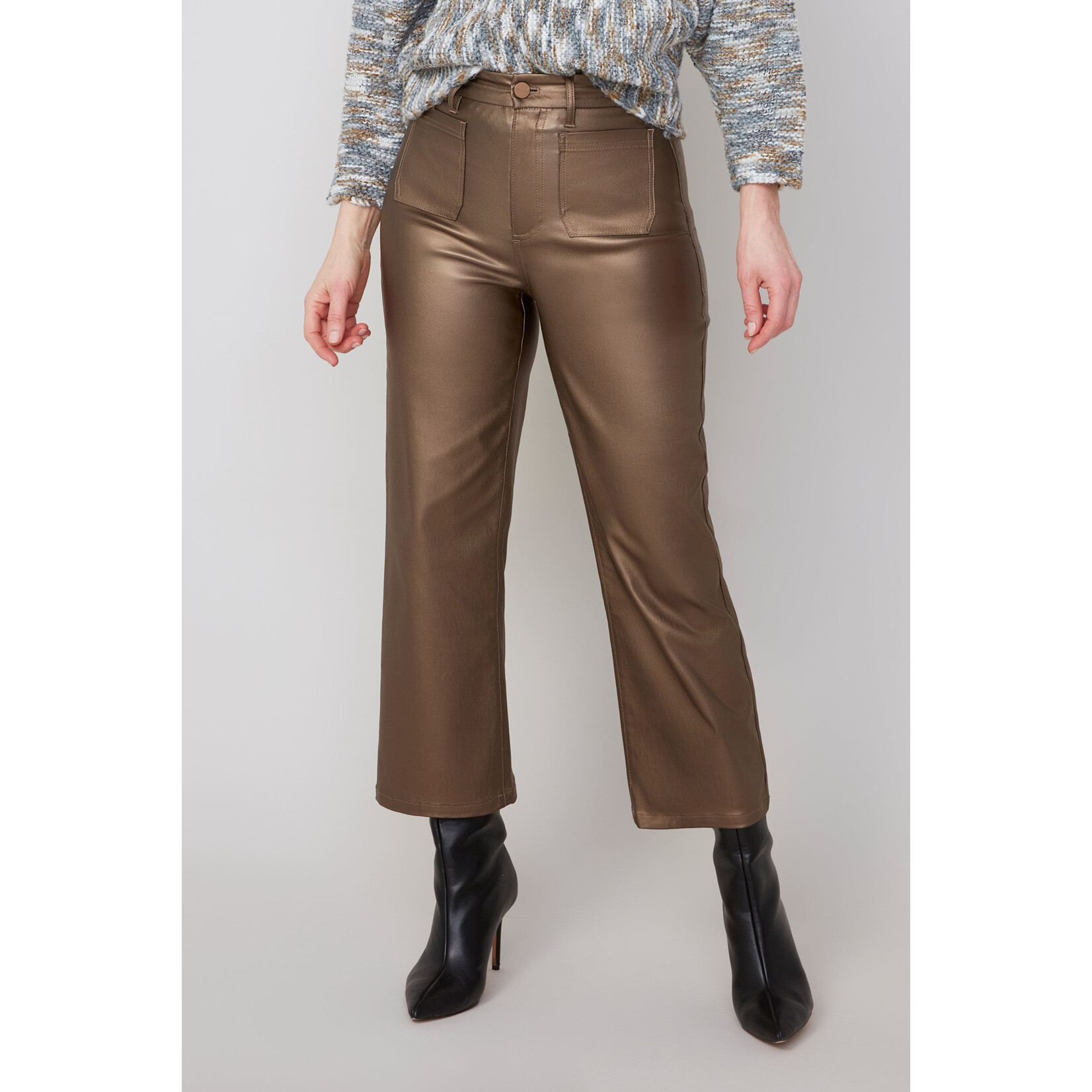 Woven Ankle Pant in Copper Metallic