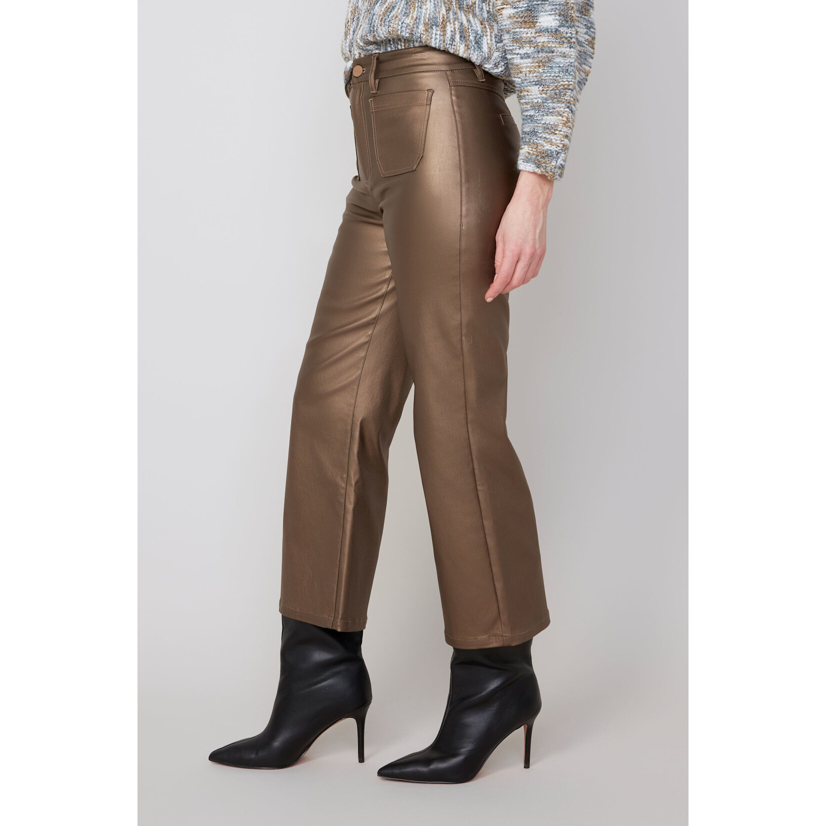 Woven Ankle Pant in Copper Metallic