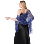 Dinner Sequin Embroidery Tassel Shawl Blue 2