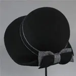 Black 100% Wool Back Upturn w/Bow in Grey