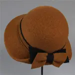 Caramel 100% Wool Back Upturn w/Bow in Black