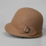 Camel 100% Wool Cloche Hat w/Buckle