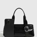 Classic Buckle Boston Zipper Handbag In Black