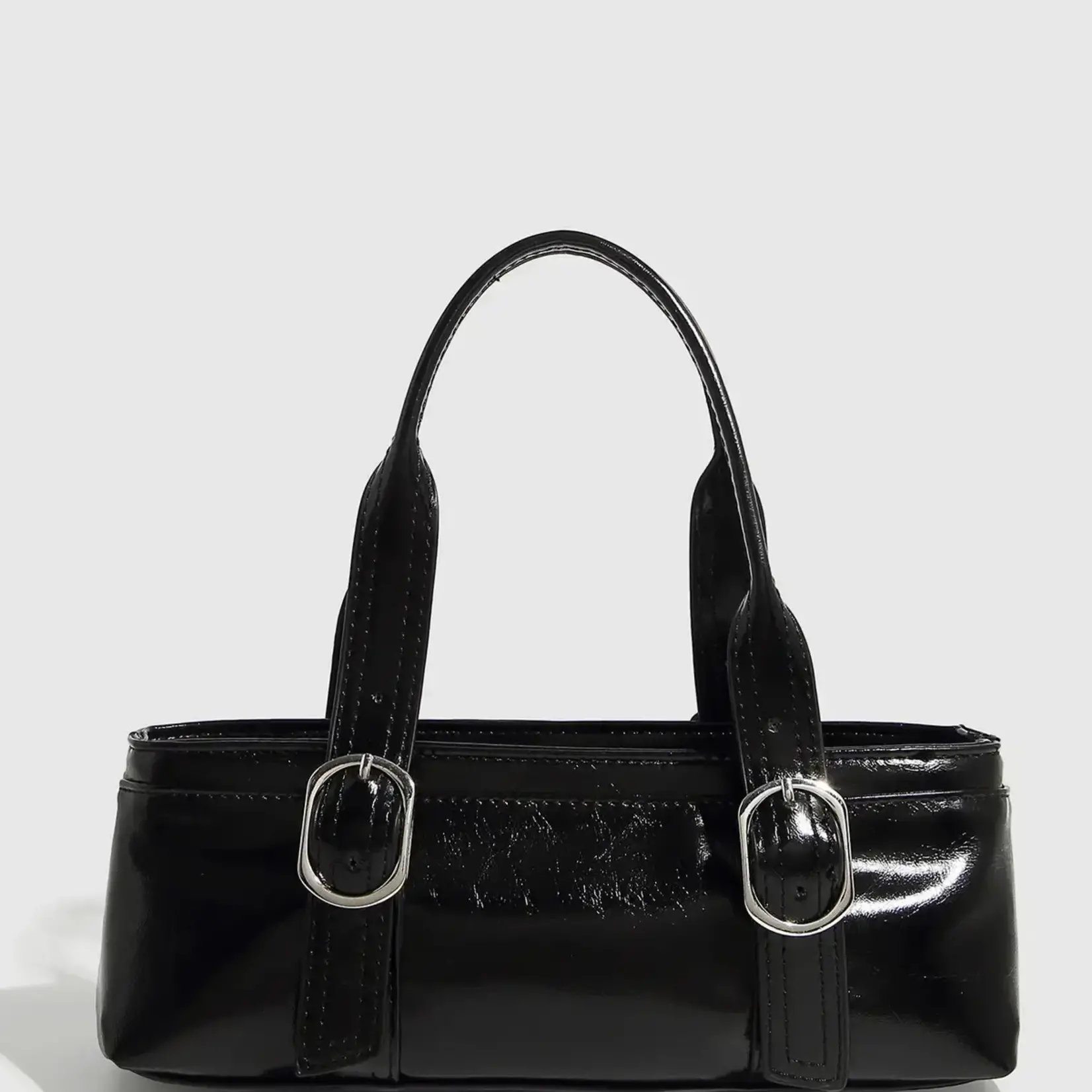 Classic Buckle Boston Zipper Handbag In Black