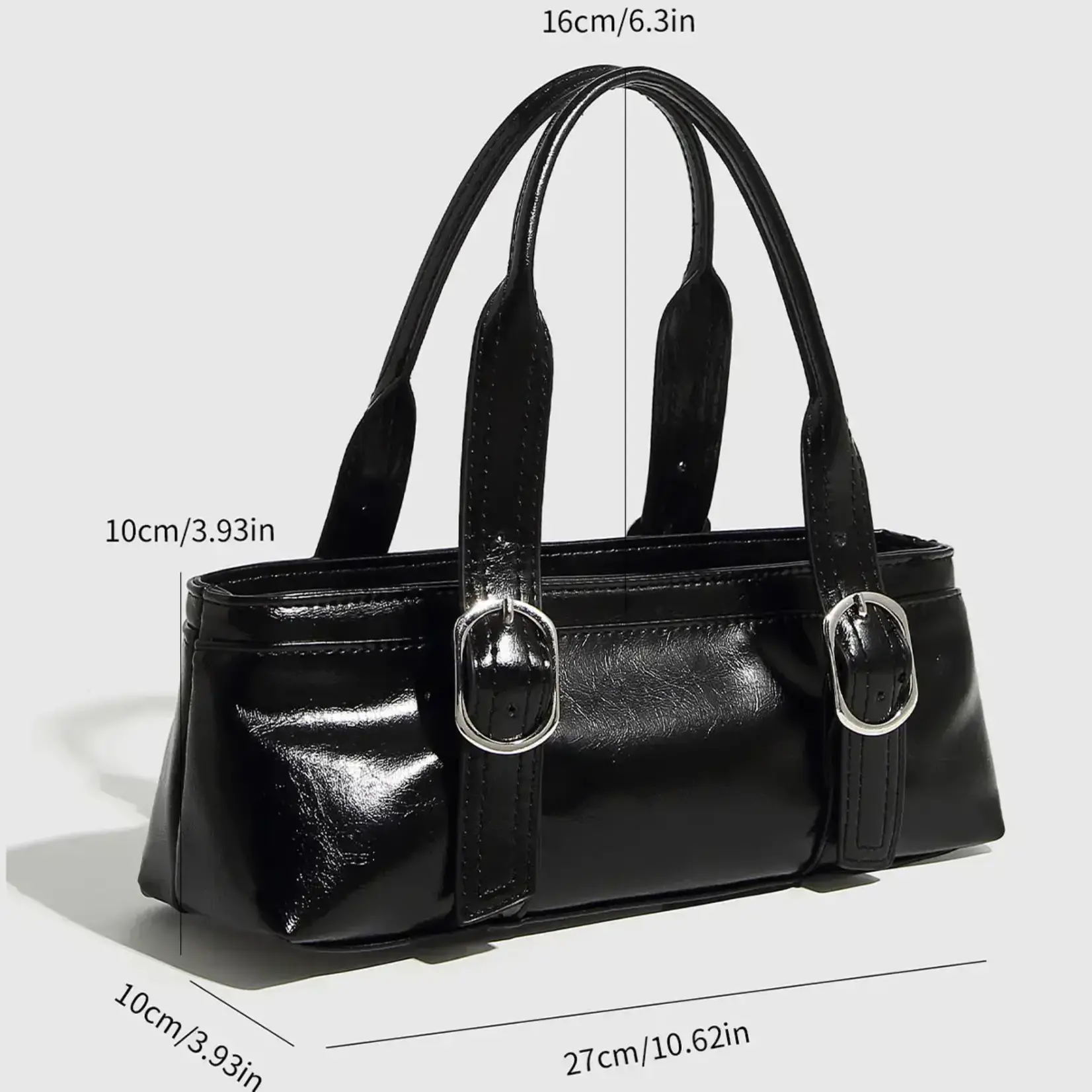 Classic Buckle Boston Zipper Handbag In Black