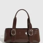 Classic Buckle Boston Zipper Handbag In Brown