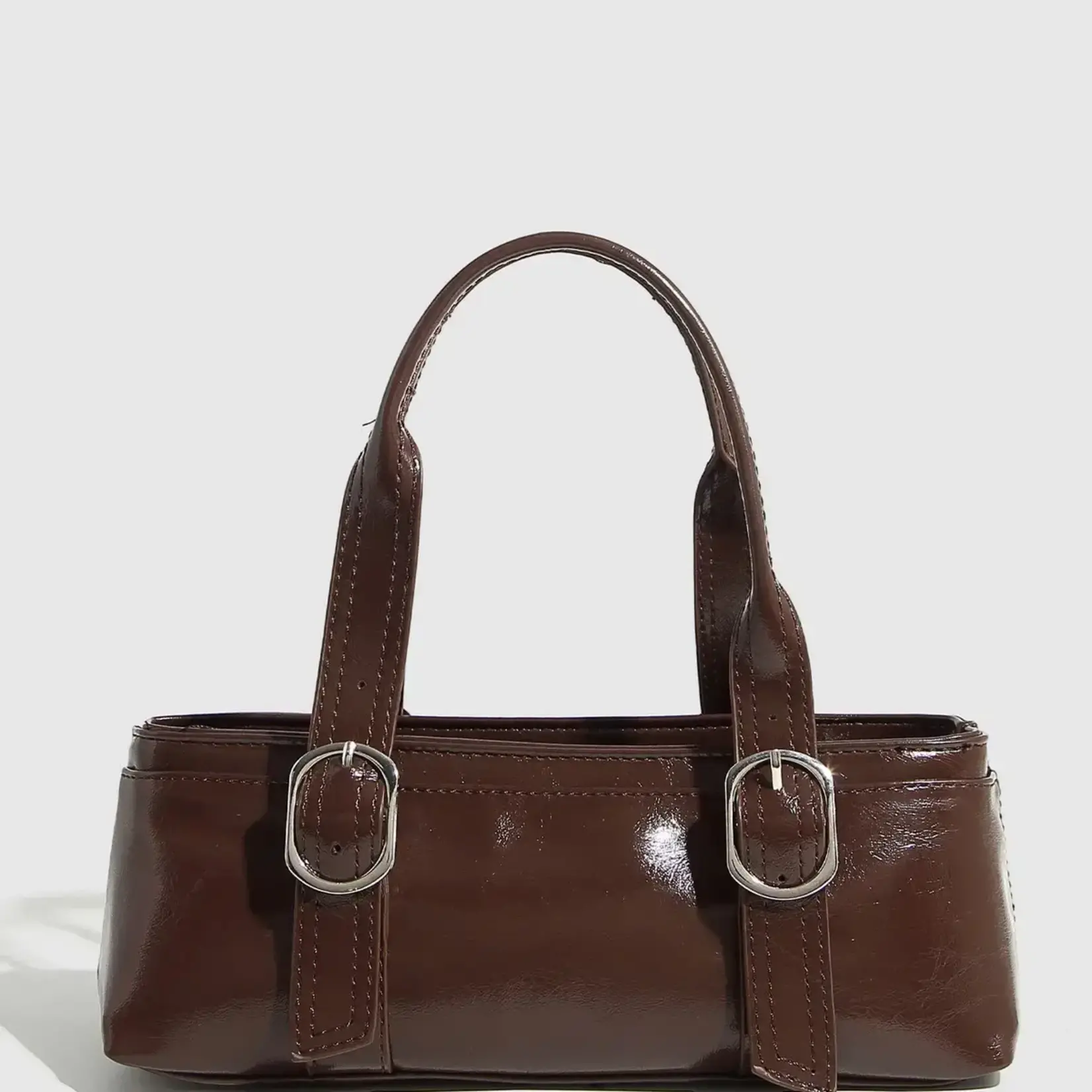 Classic Buckle Boston Zipper Handbag In Brown