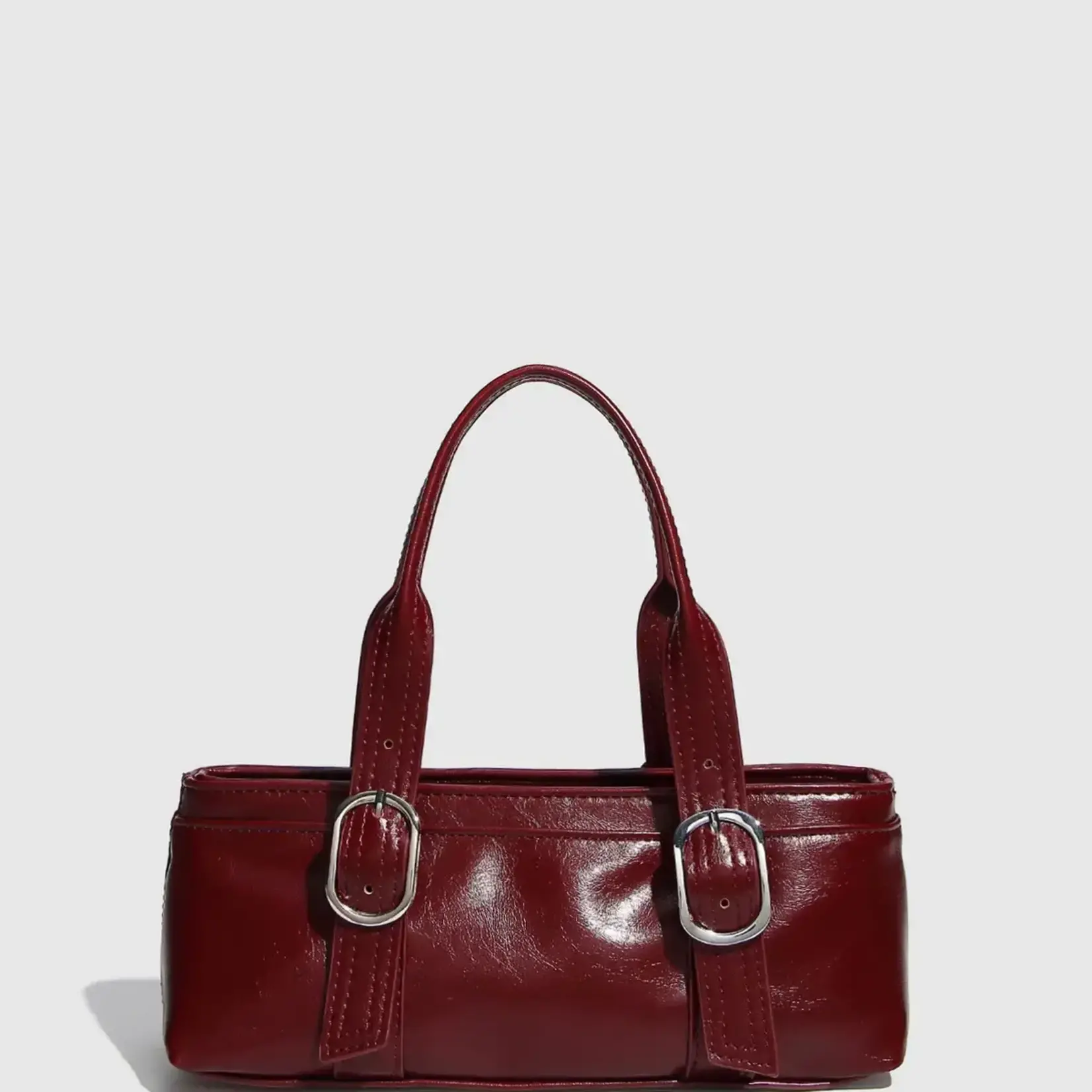 Classic Buckle Boston Zipper Handbag In Wine