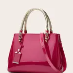 Faux Patent Crossbody/Handbag in Rose
