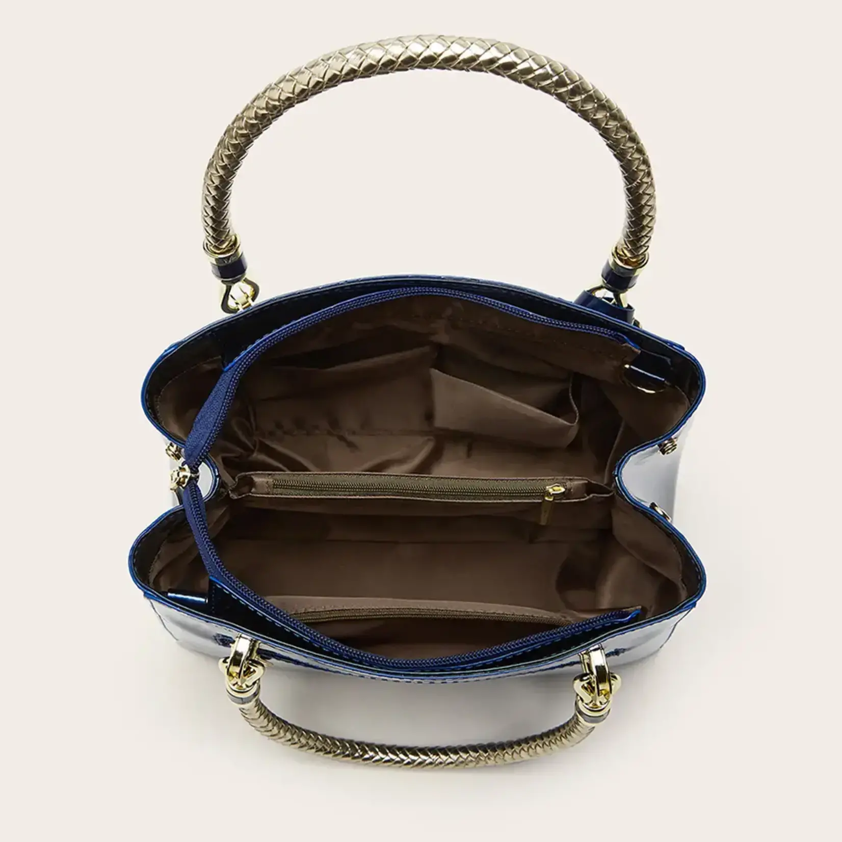 Faux Patent Crossbody/Handbag in Rose