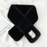 Faux Fur Neck Wrap w/Pull Through in Black