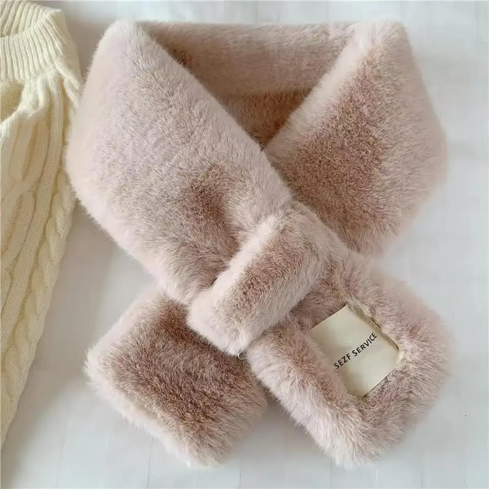 Faux Fur Neck Wrap w/Pull Through in Pink