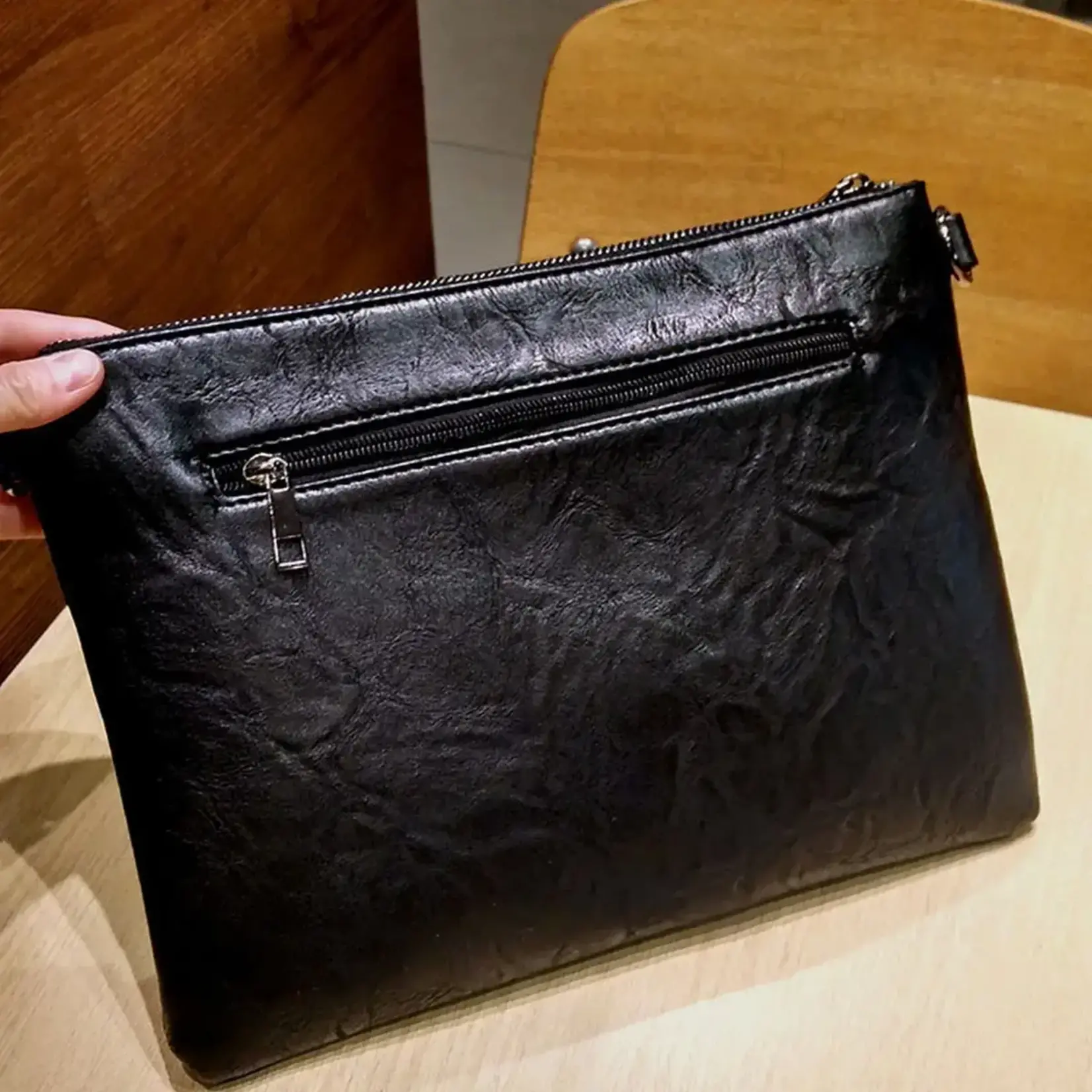 Brown Envelope/Crossbody Bag w/Silver Grommeted Strap
