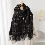 Scarf/Wrap w/Fringe in Black Multi