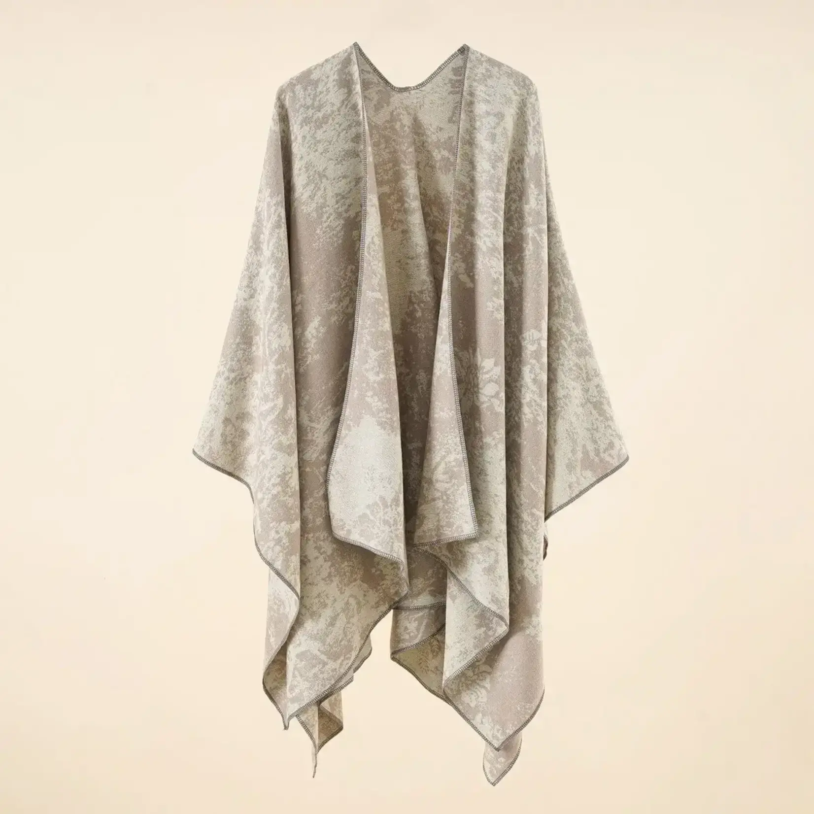 Floral Double-Sided Ruana in Beige